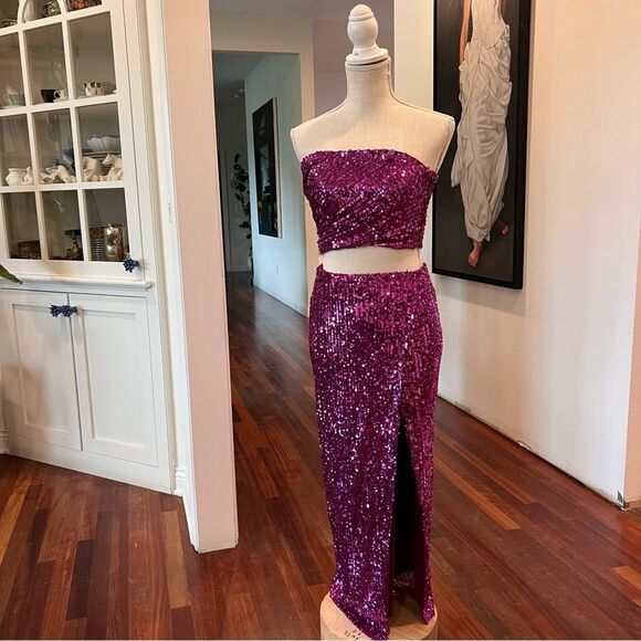 Edit by Nine NWT Purple Sequin Two-Piece Set Size Small - Picture 1 of 4